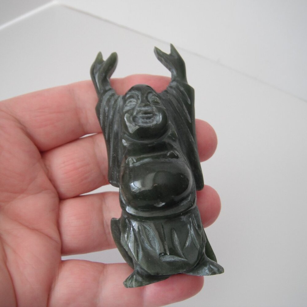 Vintage Hand Carved Nephrite Jade? Stone Man Sculpture Figurine 3.5"